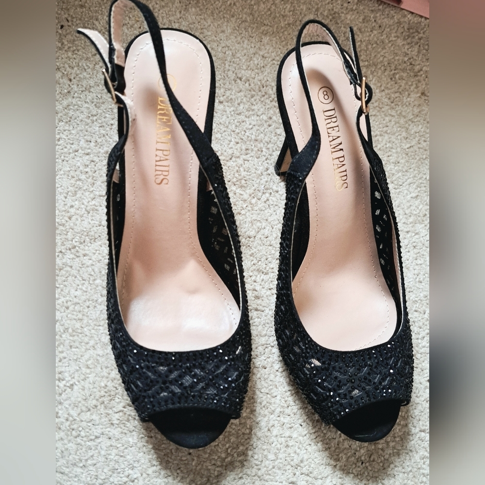 Peep Toe Rhinestone Pumps - Picture 5 of 5